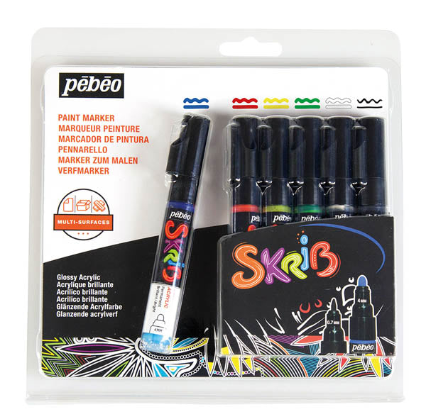 Pebeo Skrib Acrylic Markers Set of 6-Classic - Me Books Store