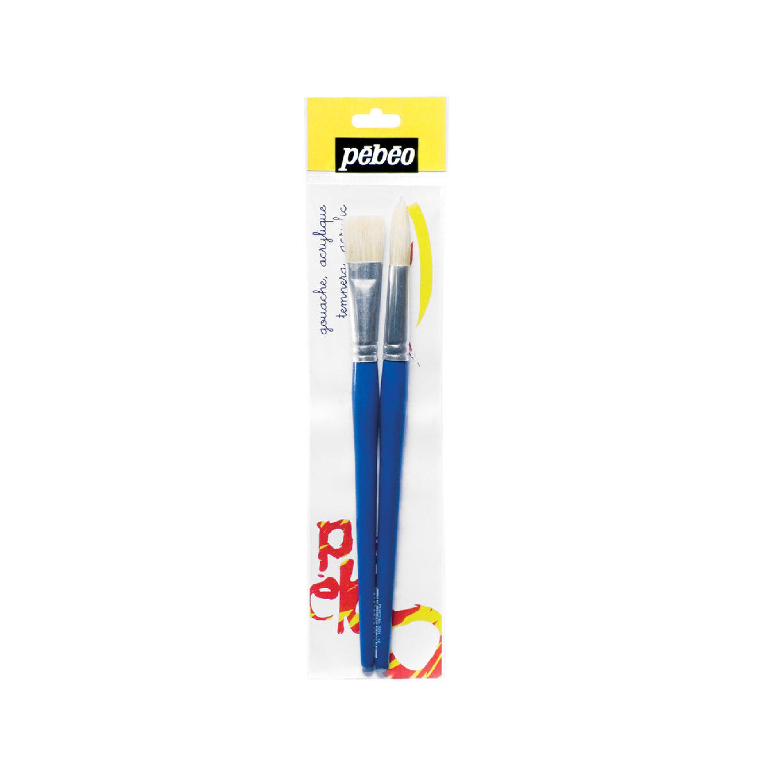 Pebeo Pack of 2 Jumbo Round & Flat Bristle Brushes - Me Books Asia Store